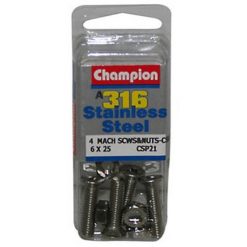 Tools Champion Mach Screws And Nuts Set 6x25mm