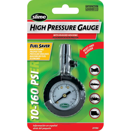 Slime Tyre Maintenance High Pressure Tyre Gauge - 10-160PSI 1 Slime Tyre Maintenance High Pressure Tyre Gauge - 10-160PSI